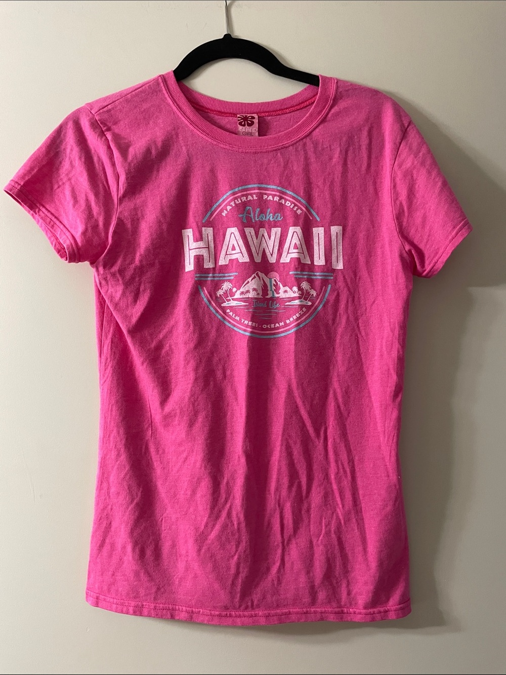 Island Girl Pink Hawaii Aloha Graphic Tee Size L